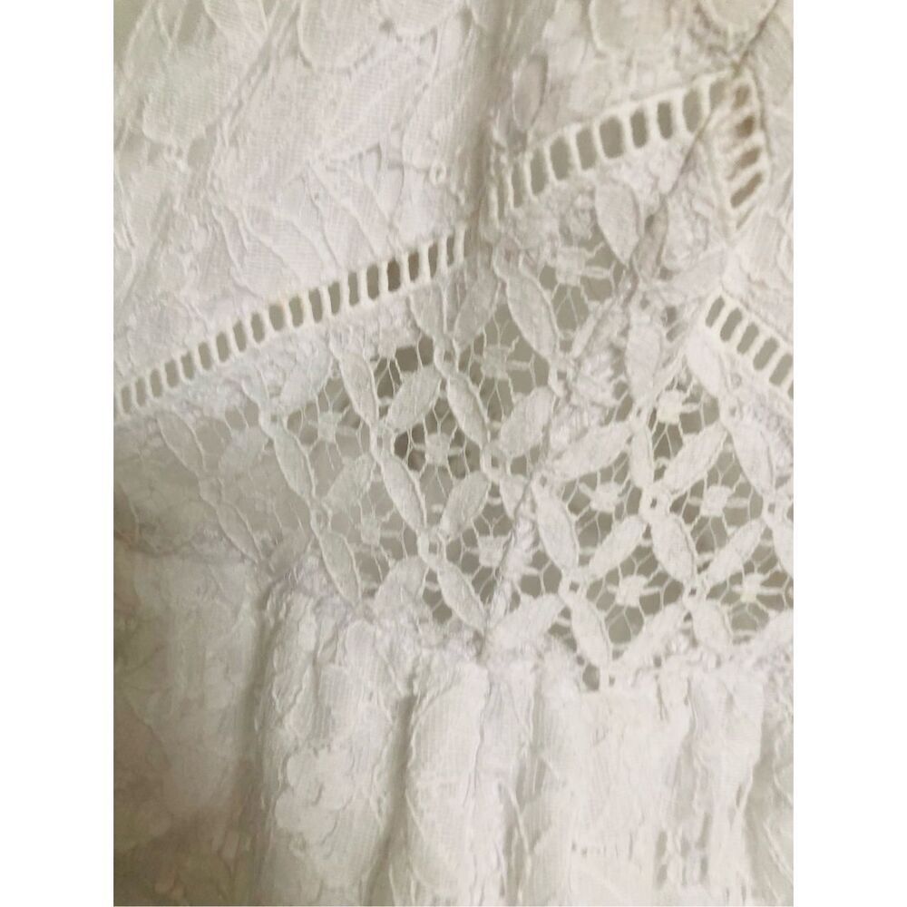 White lace C women’s dress lined size M extra back long zipper round neck - Picture 3 of 9